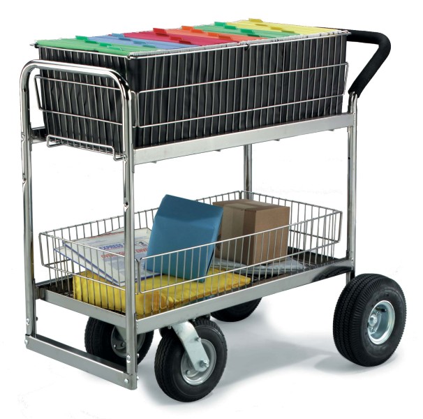 Medium Wire-Basket Mail Cart with Air Tires | US Mail Supply Americas  Mailbox Headquarters